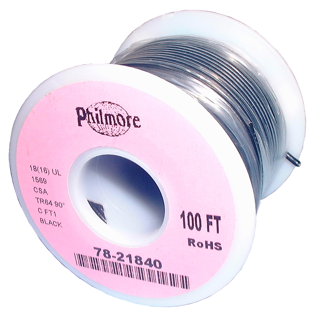 STRANDED COPPER-18 AWG-100'-BLACK, 78-21840