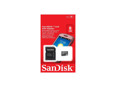 SANDISK MICRO 8GB SDHC WITH MICRO ADAPTER , SDMICRO8GB