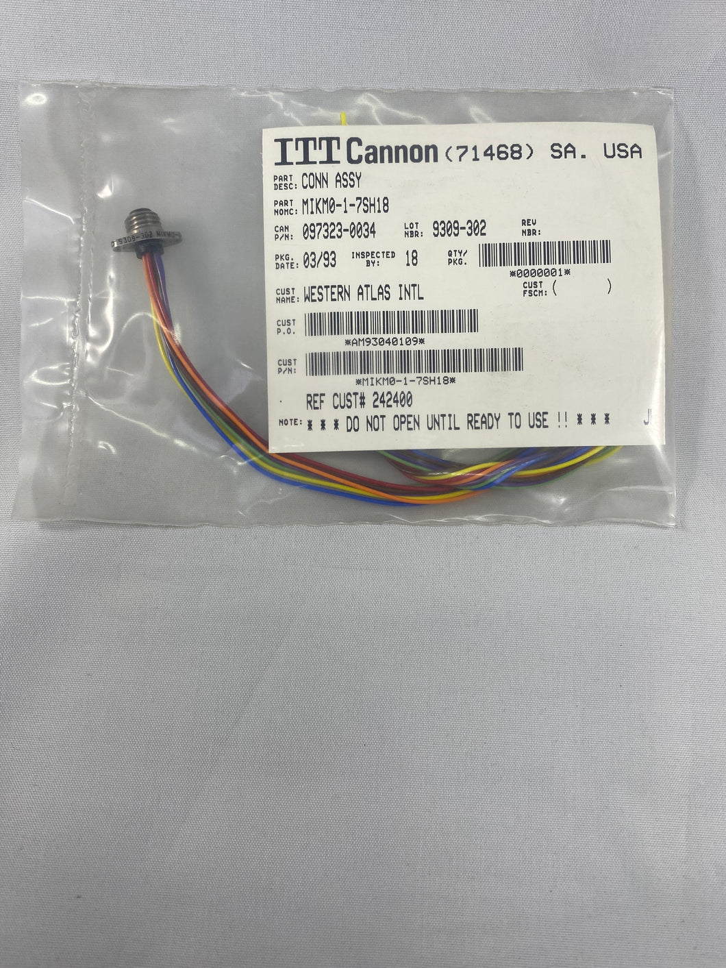 MIKM0-1-7SH18  ITT CANNON 7 Pos. Connector