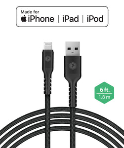 POWERPEAK 6FT LIGHTNING USB CHARGE & SYNC, PP-LGT-6FT-BLK