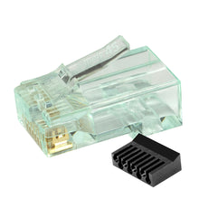 Load image into Gallery viewer, Standard Cat6/6a UTP RJ45 Modular Plugs with BarS45™, Green Tint - 100pcs/Jar
