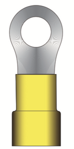 .375"- 3/8" Stud, 4 AWG, Ring Terminal, Insulated, 10 Pcs Per Package