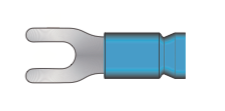 #6 Stud, 16-14 AWG, Fork Terminal, Vinyl Insulation, 100 Pcs Per Package