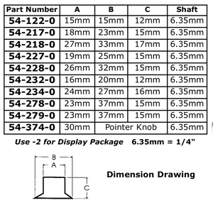 54-228-2 - 1/4 inch(6.35mm)x 32mm Knob-- 2/pack