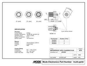 25-838-1 - M12 , 8 Position, WATERPROOF (IP67) CHASSIS PLUG