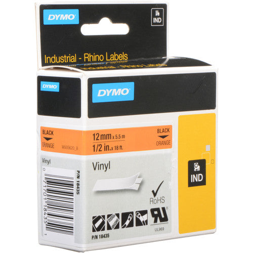 DYMO 1/2 inch Orange Vinyl Label Refill -18435