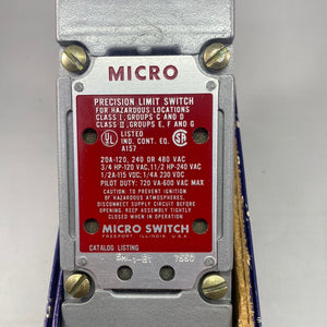 5ML1-E1 - HONEYWELL MICRO/LIMIT SWITCH FOR HAZARDOUS LOCATIONS